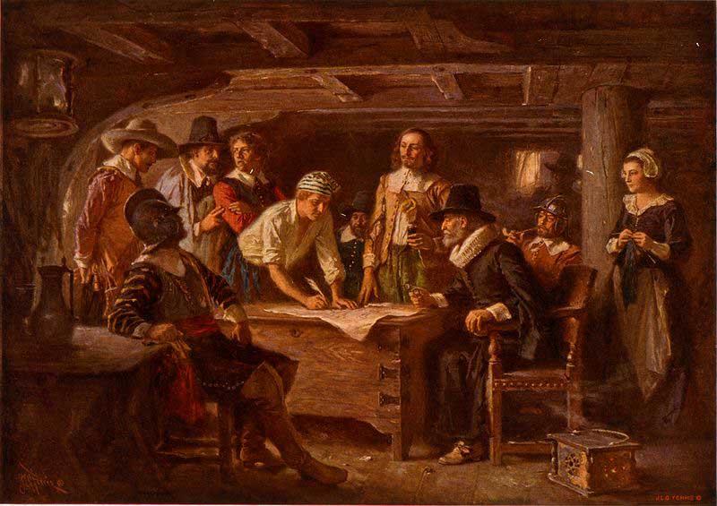 Jean Leon Gerome Ferris The Mayflower Compact, 1620 oil painting image